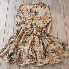 Zara The Sharon Multicolored Floral Print Textured Tiered Babydoll Dress Medium