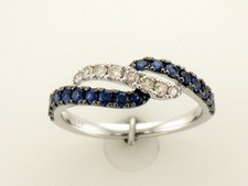 Le Vian 14K White Gold Crisscross Ring Diamond Sapphire Jewelry for Women Size 5