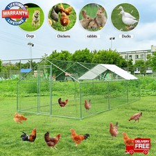 3X6X2M Walk-in Metal Chicken Coop Poultry Cage Pet House w/ Chicken Run Cover