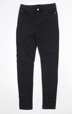 Marks and Spencer Damen Schwarz Baumwolle Skinny Jeans Größe 8 Normaler Reißverschluss