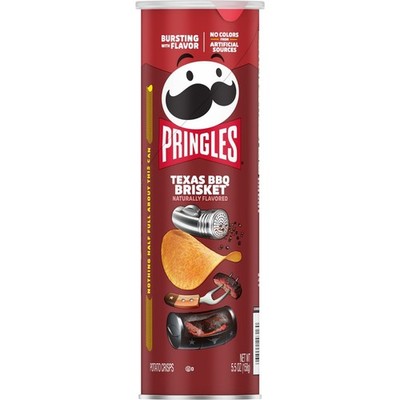 Pringles Texas BBQ Brisket Potato Crisps Chips, Lunch Snacks, 5.5 oz Canister