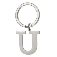 Initial Letter Keychain, Men Women A-Z Key Ring, Silver Letter U 