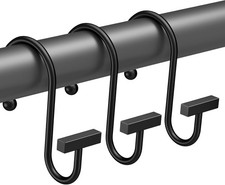 Shower Curtain Hooks, Black Shower Curtain Rings Rust Proof, 12PCS Shower Hooks