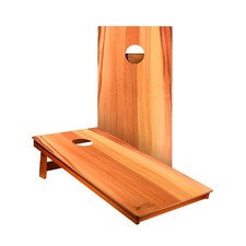 Wood Cornhole Boards Mahogany Frame Foldable Legs Outdoor Game Set