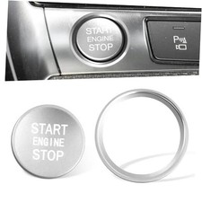 Car Push Start Button Cover, Aluminum Engine Start Stop Button Cover Silver