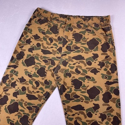 Vtg 90s Key Hunting Pants Mens 37x30 Brown Frog Skin Camo Duck
