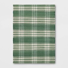 4'x5'6" Plaid Chindi Handwoven Area Rug Green - Room Essentials