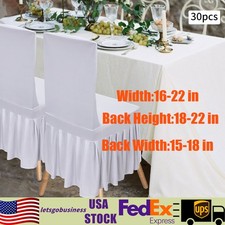 30 Pieces Chair Slipcovers with Skirt, White Wedding Stretch Chair Cover