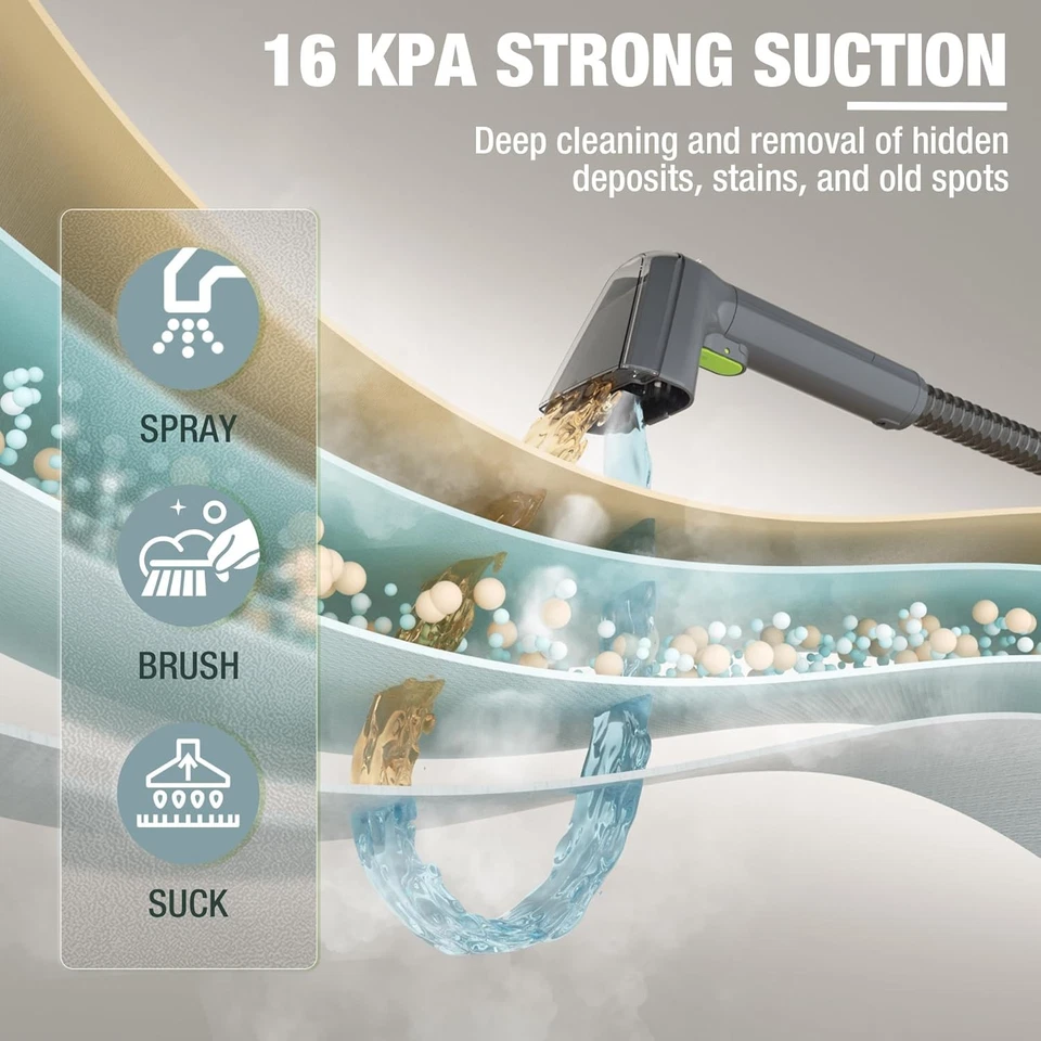 Limpiador portátil de alfombras y tapicería a vapor WORKPRO 16KPa limpiador de vapor y calefacción Foto 2 de 4