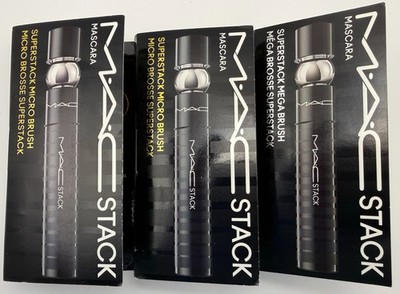 Lot of 3 MAC MACStack Mascara Superstack Black 2x Micro 1x Mega Brush 0.1oz New
