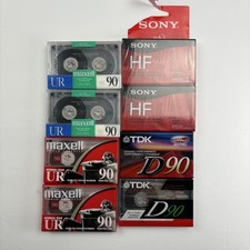 Maxell UR90 Sony HF120 TDK D90 Blank Audio Cassette Lot of 8 6 Sealed Type I