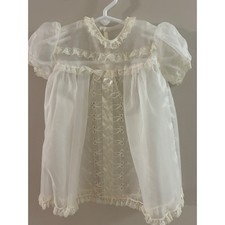 Pretty as a Picture Dress Slip Baby NB White Lace Vintage Christening Gown