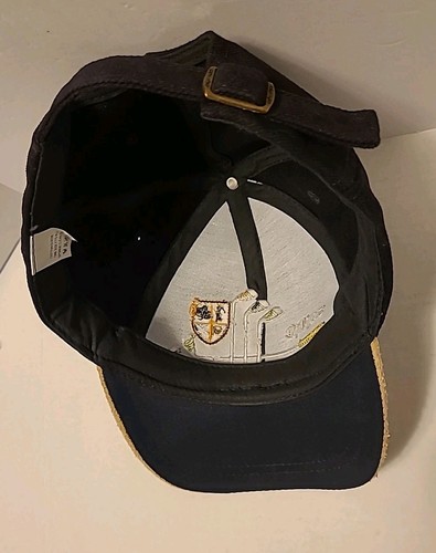 The Scotland Golf Co Strapback Navy & Tan Suede Baseball Cap Hat OSFA - Picture 7 of 8