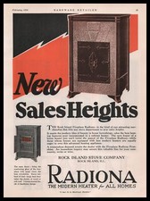 1927 Rock Island Stove Illinois Radiona Fireplace Modern Heater Vintage Print Ad