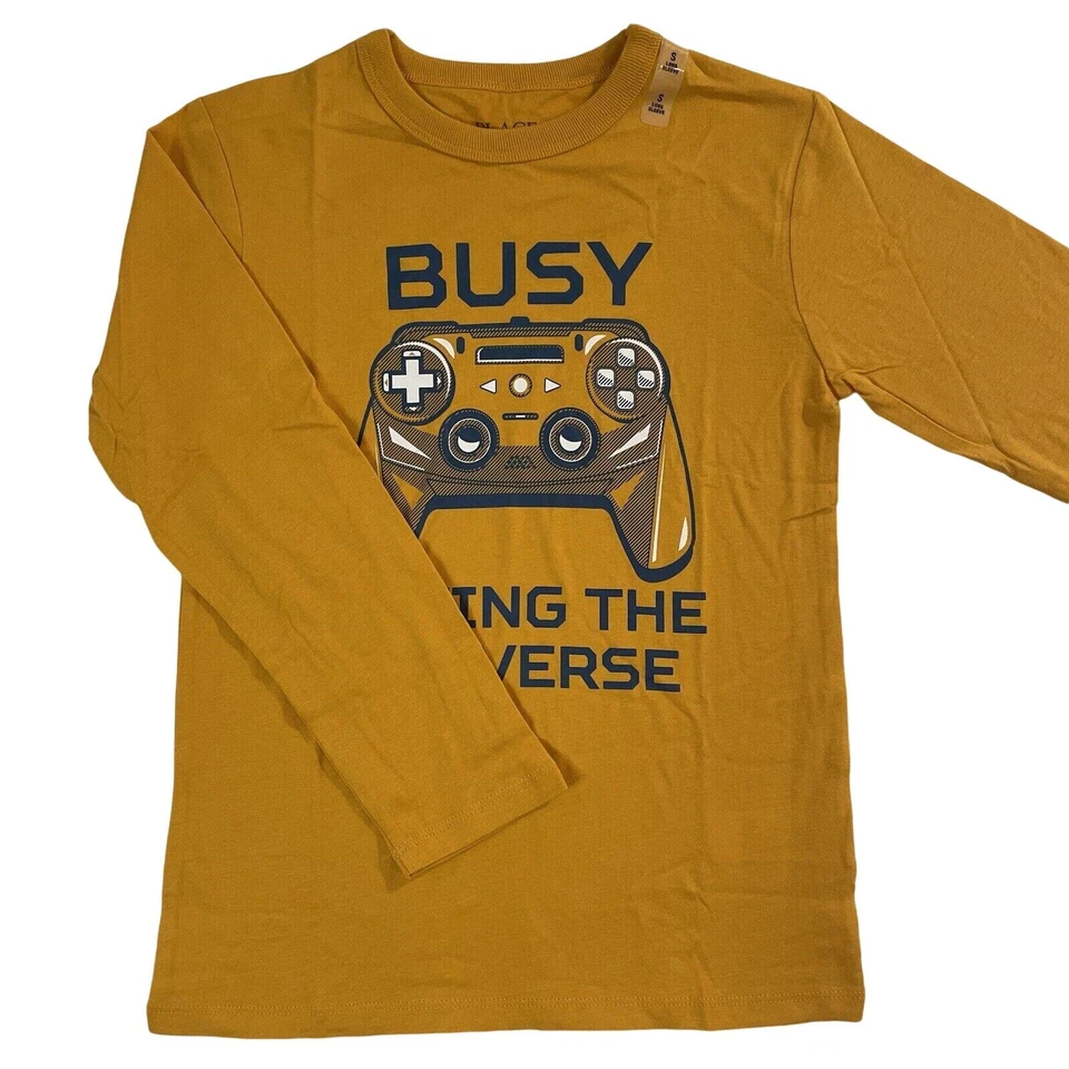 NWT The Children’s Place “Busy Saving The Universe” Long Sleeve T Shirt Sz S (5) - Image 2 of 4