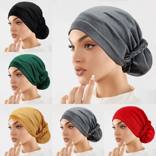 Velvet Women Hijab Hair Loss Caps Underscarf Muslim Turban Chemo Cancer Hats - Picture 20 of 31