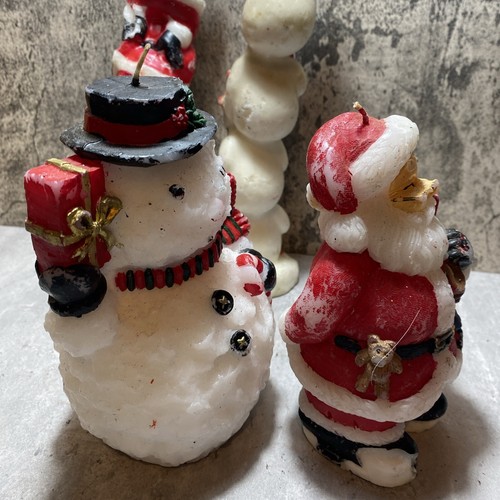 VINTAGE Christmas Candles x4 Santa Claus & Snowmen Father Christmas Novelty - Picture 13 of 14