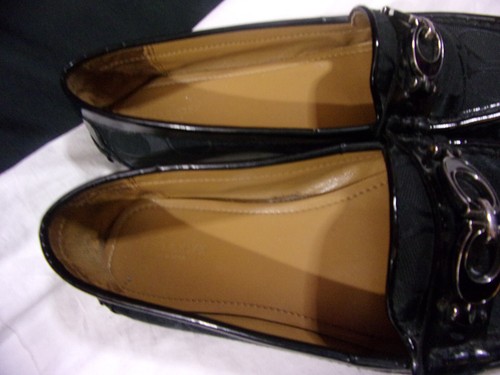 Coach Fortunata Signature Black Patent Leather Canvas Loafer A0008 Size 8.5B - Picture 7 of 13