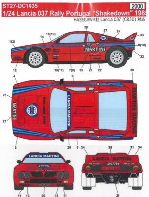 Studio 27 Decal 1/24 Lancia Rally 037 Shakedown Portugal 1985 Hasegawa 11955