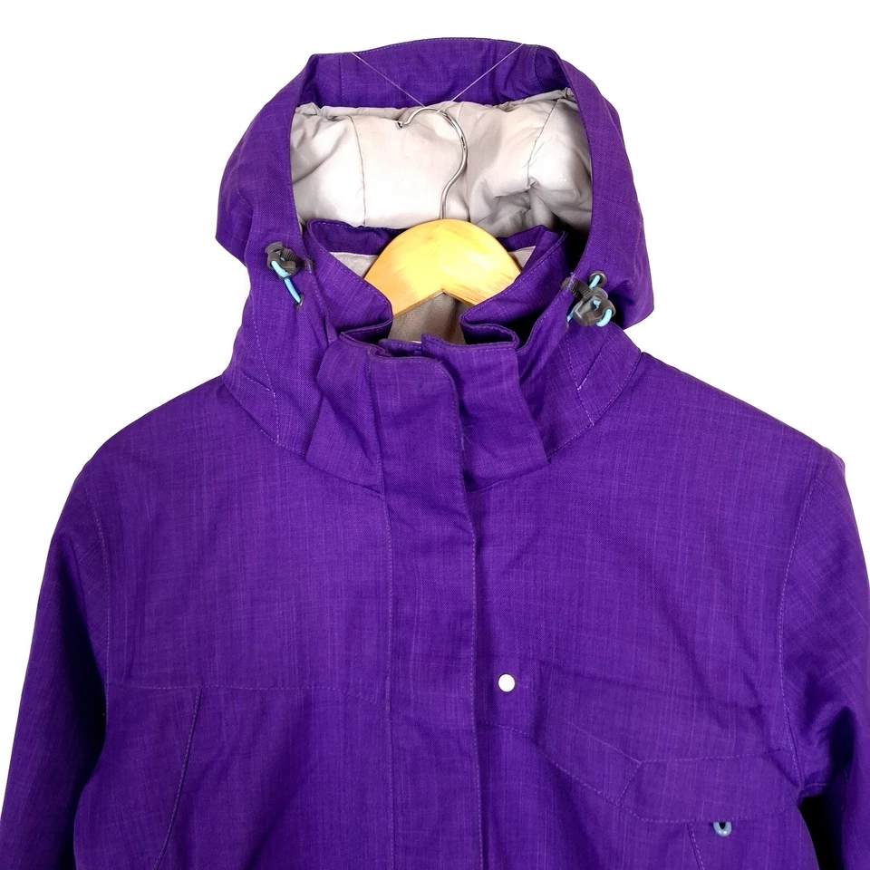 Chaqueta cortavientos para mujer SALOMON talla M púrpura con capucha aislada Foto 3 de 4