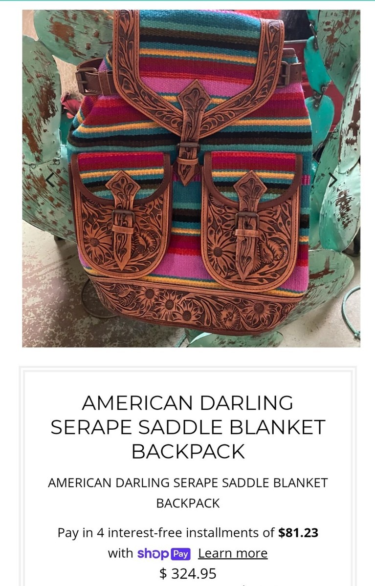 American Darling Serape Heritage Tooled Saddle Blanket Backpack American Darling Serape Striped Saddle Blanket Backpack  main image 4