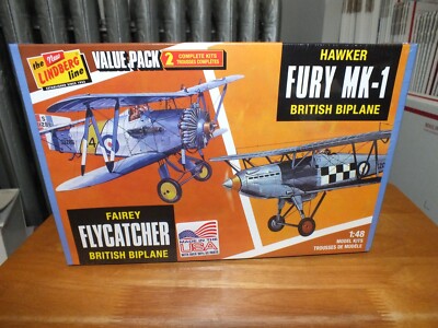 LINDBERG VALUE PACK 2 MODEL KITS HAWKER FURY MK-1 & FAIREY FLYCATCHER NIB 2016