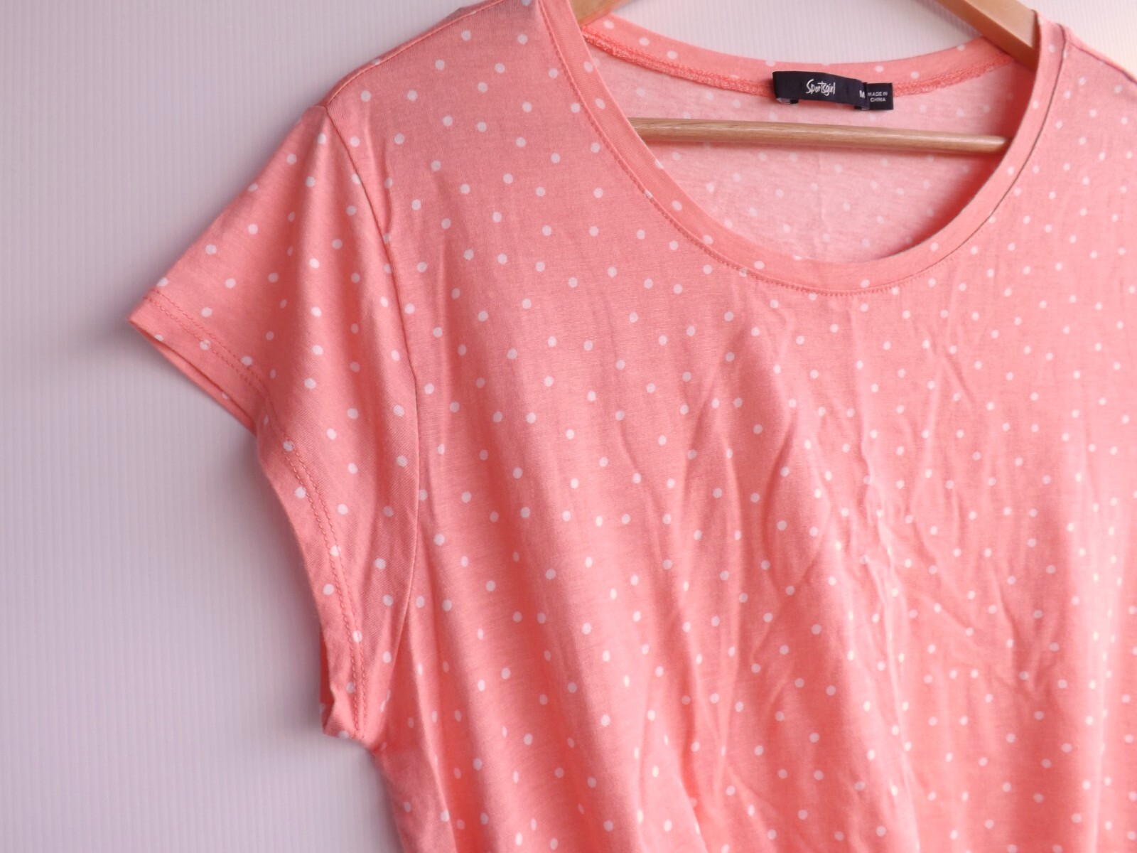 Sportsgirl Top M Womens Cropped Pink Polka Dot T Shirt Tee Hem Tie eBay