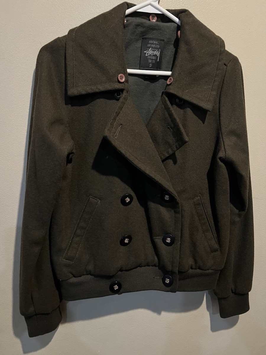 stussy Pコート 90s Mサイズ STUSSY WOMEN'S COAT, SIZE SMALL, DARK FOREST GREEN, LABEL: RN94974