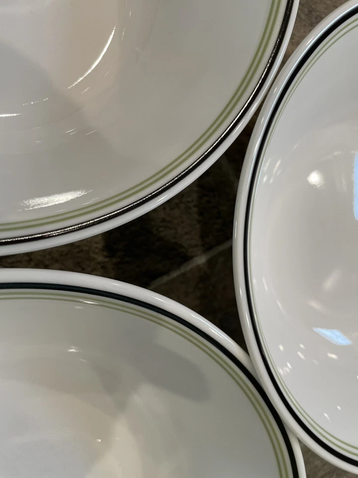 3 TAZONES PARA SERVIR Corelle Black Orchid 8 1/2" Blanco VERDE RAYAS NEGRAS Foto 2 de 4