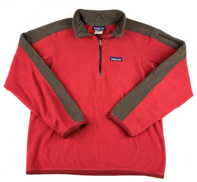 PATAGONIA 1/4 Zip Pullover Fleece Jacket Men's Sz Small Pink/Brown | eBay