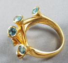 Vtg Modernist Abstract Sterling Silver 925 Gold Plated Ring w/Blue Topaz (S3) — photo 3