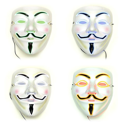 LED Anonymous-Gesichtsmaske Helloweenmaske Leuchtmaske blau grün rot weiß EL - Bild 8 von 18