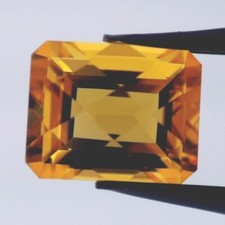 MADEIRA CITRINE 10 x 8 MM EMERALD CUT CHECKERBOARD TOP F-589 FROM BRAZIL