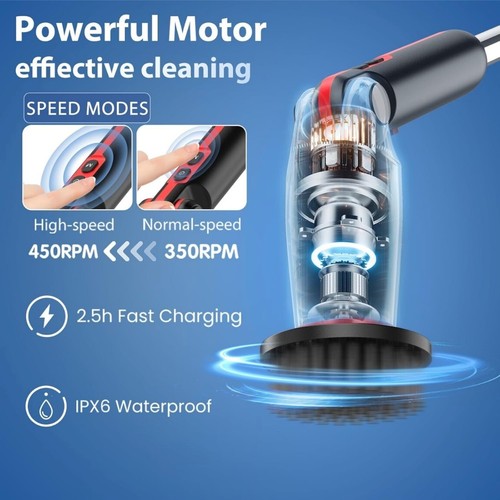 Electric Spin Scrubber Cordless Cleaning Brush With 8 Replaceable Brush Heads - Picture 5 of 7