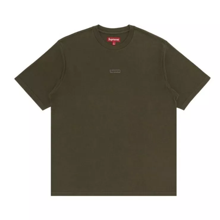Size: L Supreme “High Density Raised Small Box Logo” S/S Top “Olive” (FW23)