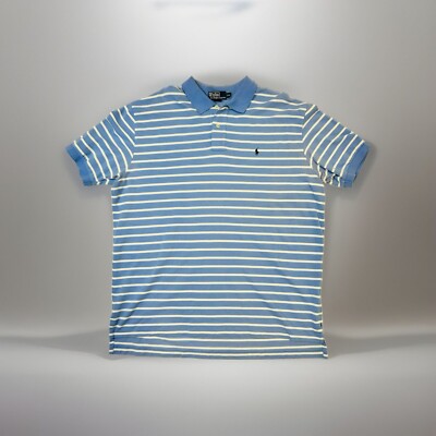 Polo Ralph Lauren Polo Shirt Mens 2XL Striped Yellow Blue Flesh