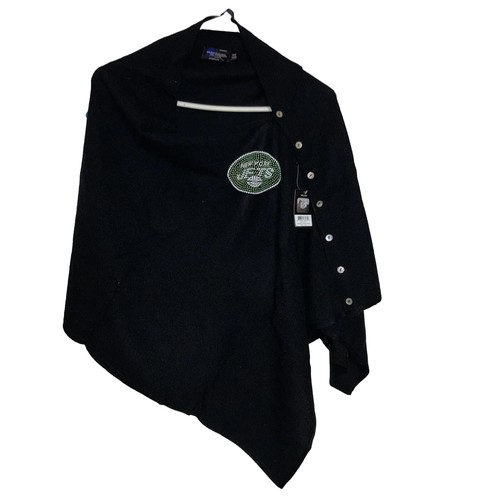 Little Earth Productions NY JETS Blackout Side Button Poncho Brand New Look
