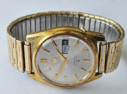 Orologio Vintage Seiko 5 Automatico 21 Jewels Placcato Oro 6119-8090 - Foto 3 di 4
