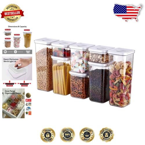 Durable BPA-Free Airtight Food Storage Containers - 8 Modular Square Canisters