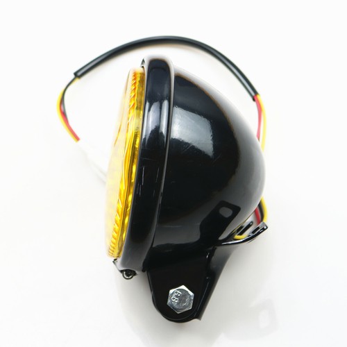 Ambre 5 "LED Phare Moto Cruiser Chopper Café Racer Old School Vintage - Afbeelding 9 van 10