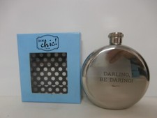 Oh My Chic! Round Smooth Stainless Steel Pocket Mini Flask "Darling Be Daring!"