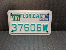 EXPIRED FLORIDA MOTORCYCLE LICENSE PLATE with 1998 STICKER ..... 37606W