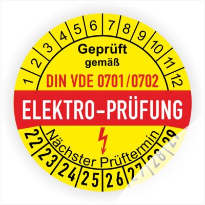 Prüfplaketten Elektro E-Prüfung E-Check VDE Termin-Prüfung Wartung Ø:20-30mm