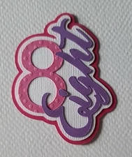Birthday Age Pink Title Number Eight. Scrapbook, Card Making Paper Piecing