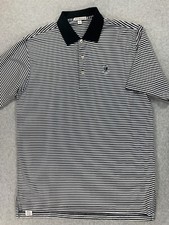 Peter Millar Striped Cotton Short Sleeve Golf Polo Shirt Men's Large Black