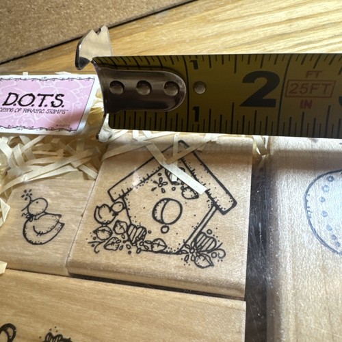 DOTS Miss June - VICTORIA Rubber Stamp Set of 4 Wood Mounted BIRD HOUSE LOVE NIP - Picture 9 of 10