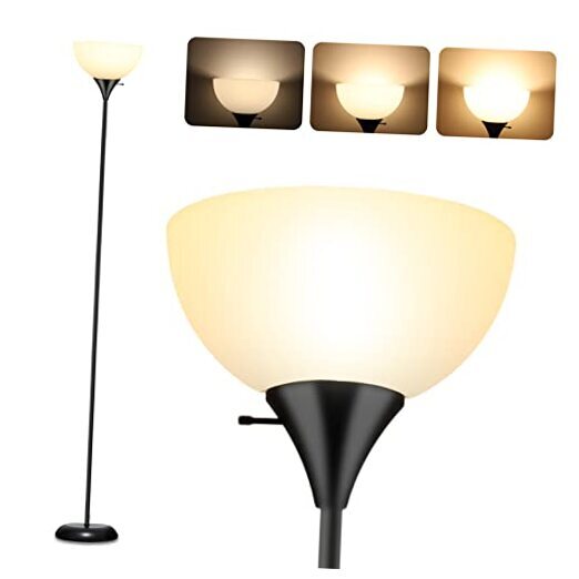 Modern LED Floor Lamp for Living Room - Drop-Resistant in White & Black
