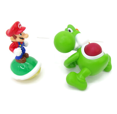 2pc 2007 Super Mario Bros. McDonalds & Wendys Kids Meal Toys ~ Mario & Yoshi ~ J