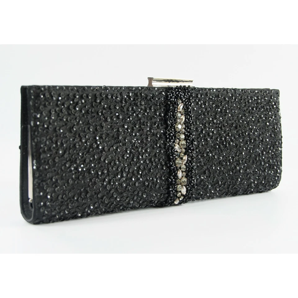 Salvatore Ferragamo Kameron Black Silver Framed Beaded Jewel Clutch Bag $2590 - Image 2 of 4