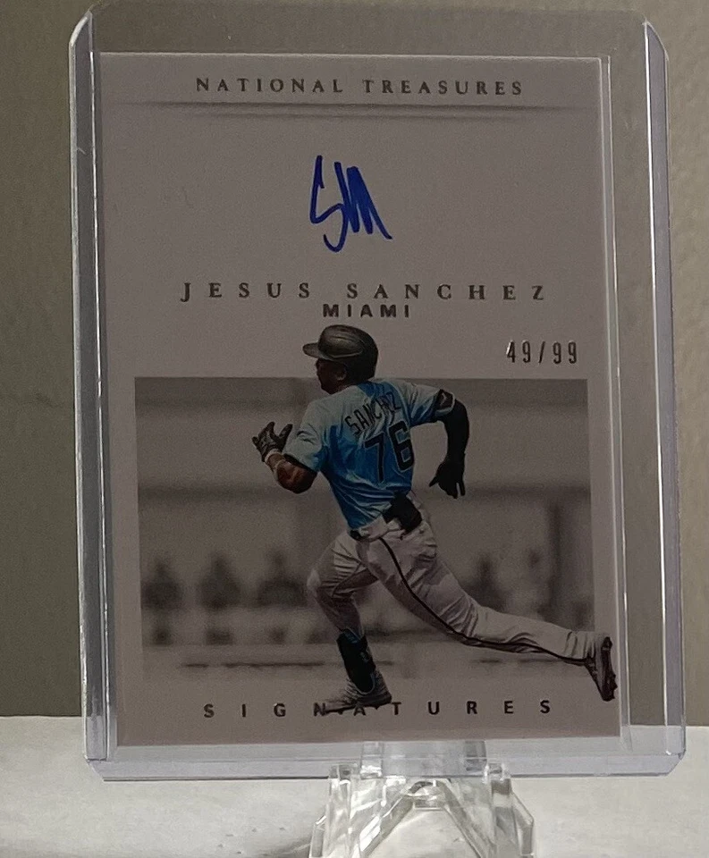 2021 National Treasures Jesus Sanchez Top Miami Marlins Prospect Auto /99 - Image 2 of 3